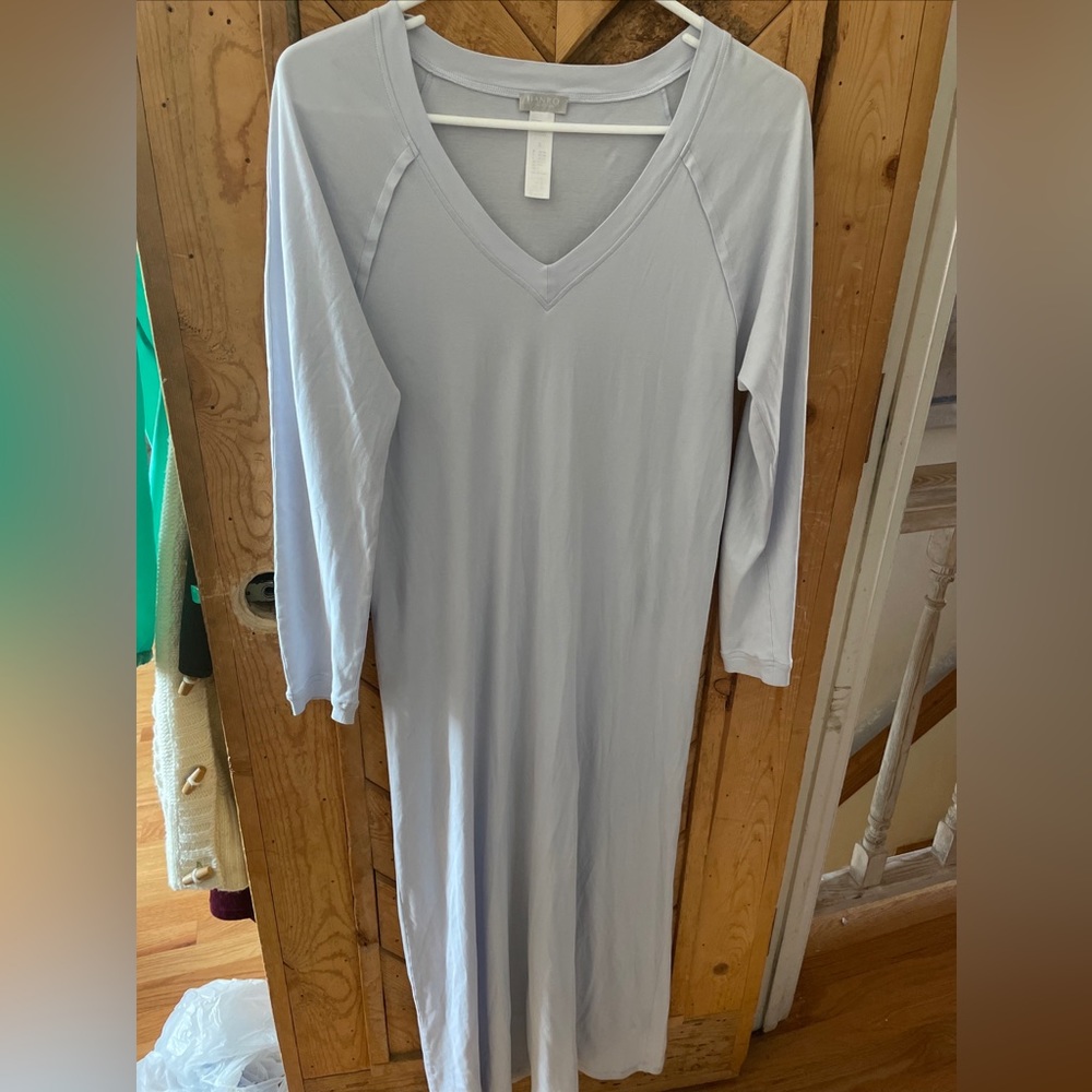 Hanro of Switzerland Long Sleep shirt Nightgown V Neck Cotton Light Lavender S